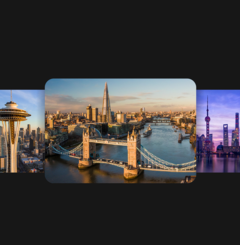 Vues aériennes de Seattle, Londres et Shangha?.
