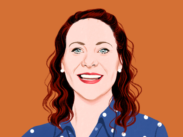 Illustriertes Portr?t von Jessica, die zu den Leser:innen l?chelt.