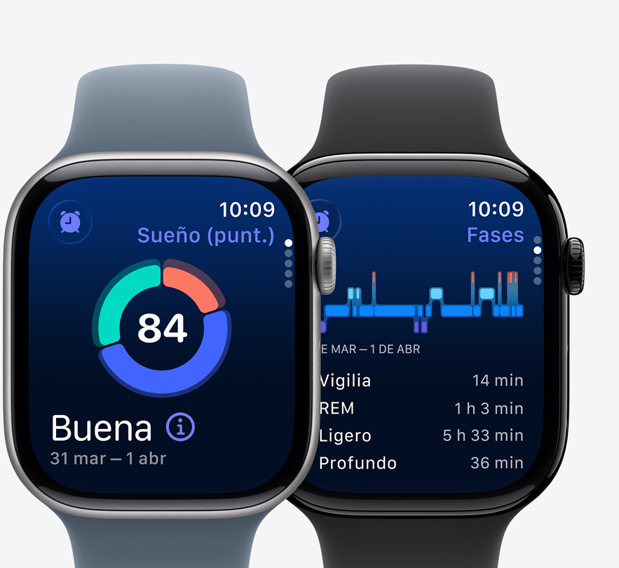 Dispositivos Apple Watch Series 11, Puntuación de Sue?o en la pantalla, notificación de posible apnea del sue?o