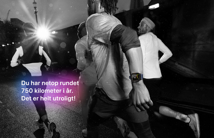 Sort/hvidt foto af mennesker, der l?ber. Over billedet st?r der: Du har netop rundet 750 kilometer i ?r. Det er helt utroligt!