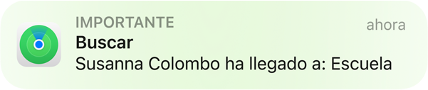 Animación de una notificación que dice que una ni?a ha llegado al colegio.