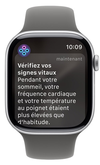 écran d’Apple Watch affichant une alerte ? Vérifiez vos signes vitaux ?
