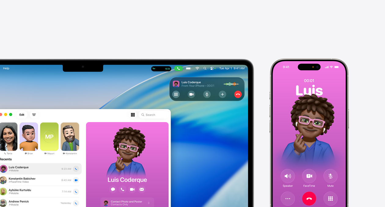 Mac 裝置，螢?zāi)伙@示全新的電話 app 