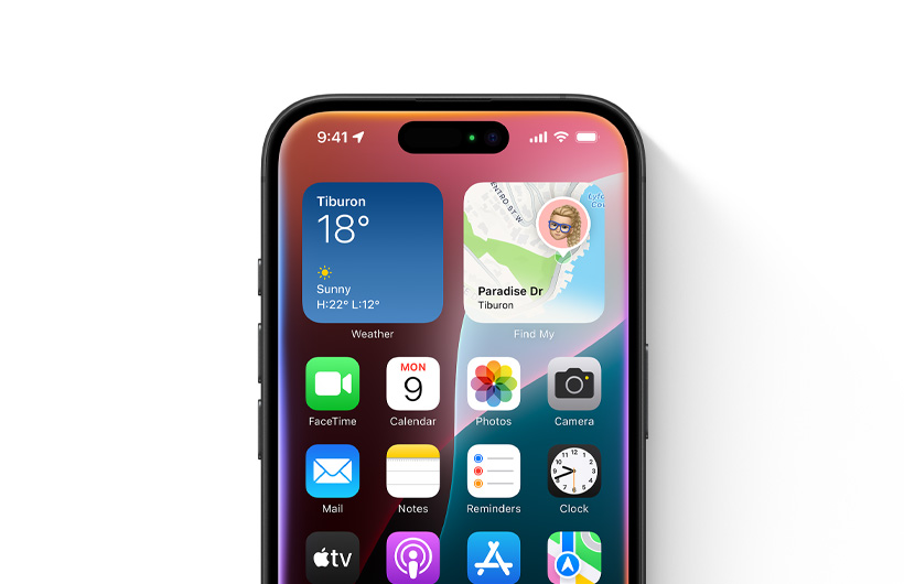 Színes, világos, ám alig látható ragyogás fut k?rbe egy iPhone kijelz?jének szélén. A kijelz? a kezd?képerny?t mutatja.