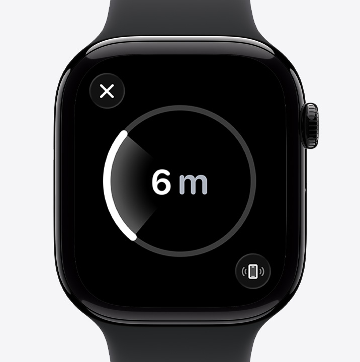 Apple Watch Series 11, magasfény? kozmoszfekete alumíniumtok, a Precíziós keresés képerny?je, az elveszett telefon becsült távolsága