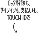 ロック解除も、サインインも、支払いも、Touch IDで