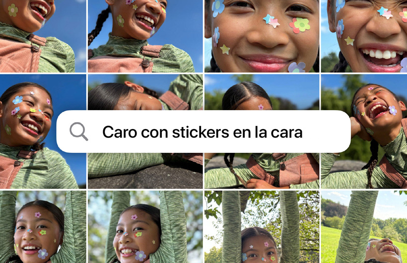 Cuadrícula de fotos basada en la búsqueda "Caro con stickers en la cara".