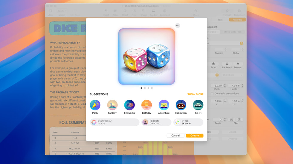 Hình ?nh tính n?ng Image Playground do Apple Intelligence h? tr? trên MacBook Pro.