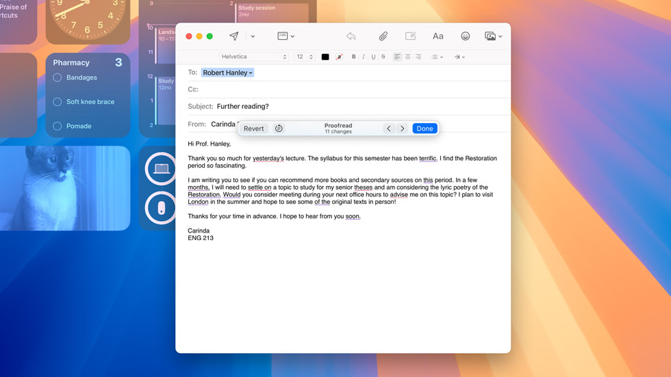 Hình ?nh c?ng c? Proofread do Apple Intelligence h? tr? trên MacBook Pro.