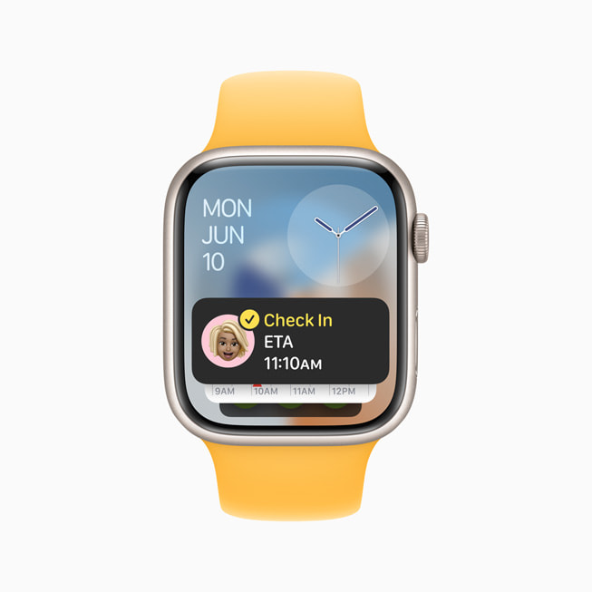Apple Watch Series 9 上顯示「平安通報(bào)」功能。