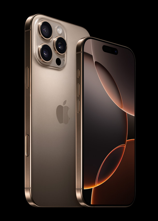 Primer plano del iPhone?16?Pro?Max y el iPhone?16?Pro.