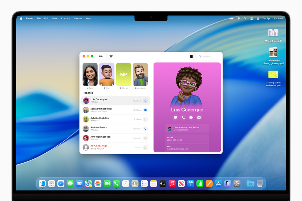 16" MacBook Pro mit einer Liste der letzten Anrufe in der Telefon App.