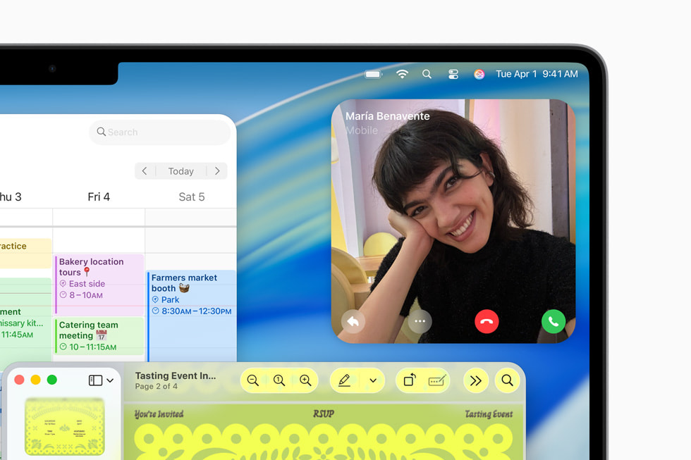 16" MacBook Pro mit einem eingehenden Anruf in der Telefon App.