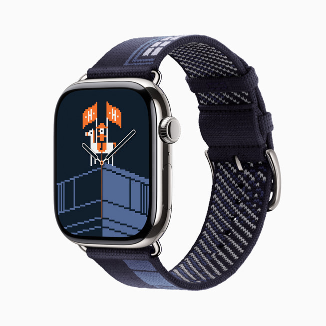 Apple Watch Hermès met het nieuwe gebreide Faubourg Party-bandje.