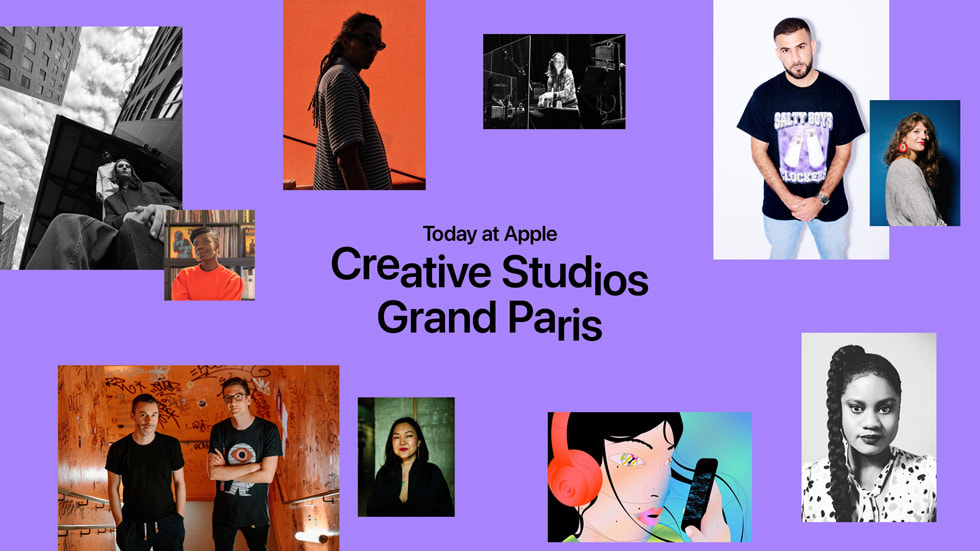 Kolaj tarz?nda bir g?rselde “Today at Apple Creative Studios Paris.” yaz?yor