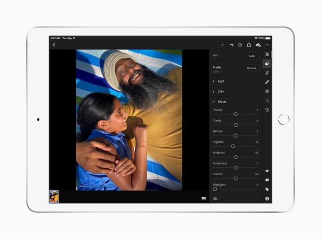 Sekizinci nesil iPad’de foto?raf düzenleme. 