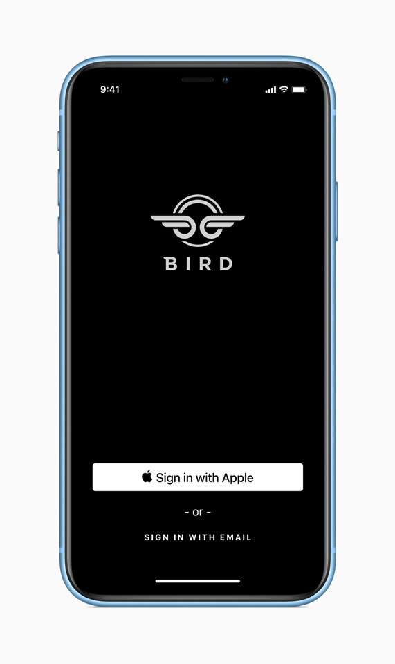 Bird uygulamas?nda Sign In with Apple.
