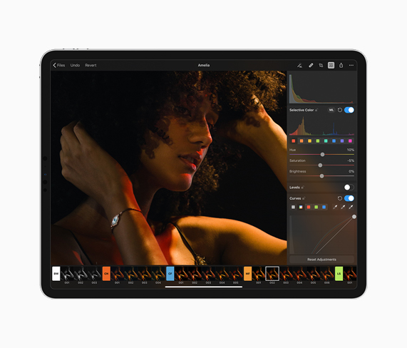 iPad ekran?nda Pixelmator Pro foto?raf düzenleme ekran?.