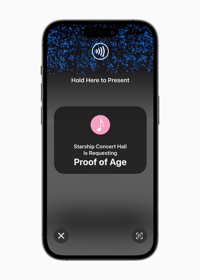 iPhone 14 Pro menampilkan permintaan bukti usia oleh Starship Concert Hall.