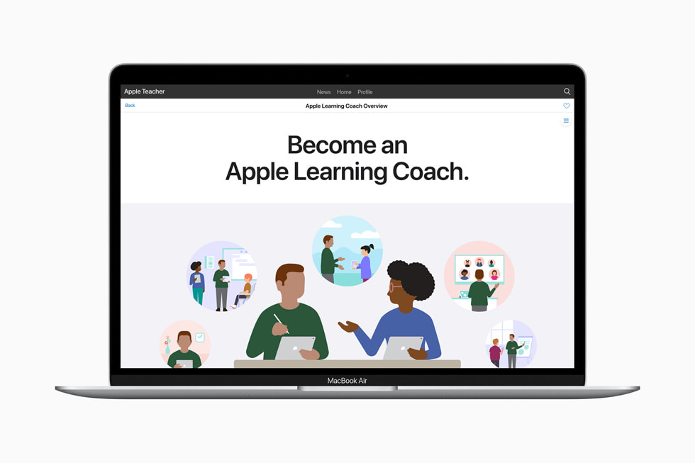 MacBook Air’de g?sterilen, Apple Learning Coach Olma etkinli?inin genel g?rünümü.