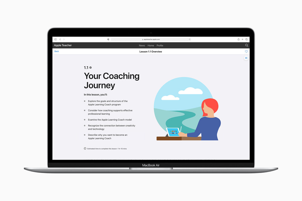 MacBook Air’de g?sterilen, Apple Learning Coach’taki “Ko?luk Yolculu?unuz” etkinli?inin genel g?rünümü.