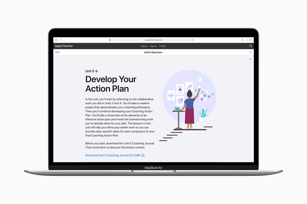 MacBook Air’de g?sterilen, Apple Learning Coach’taki “Eylem Plan?n?z? Olu?turun” etkinli?inin genel g?rünümü.