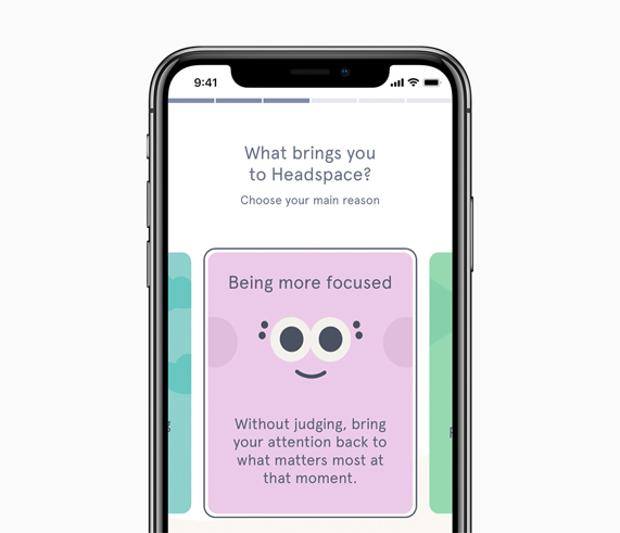 Ekran?nda Headspace Uygulamas?n? g?steren bir iPhone X.