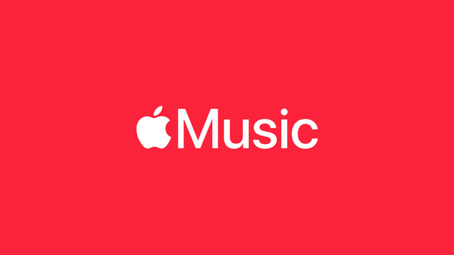 K?rm?z? bir zemin üzerinde Apple Music logosu.