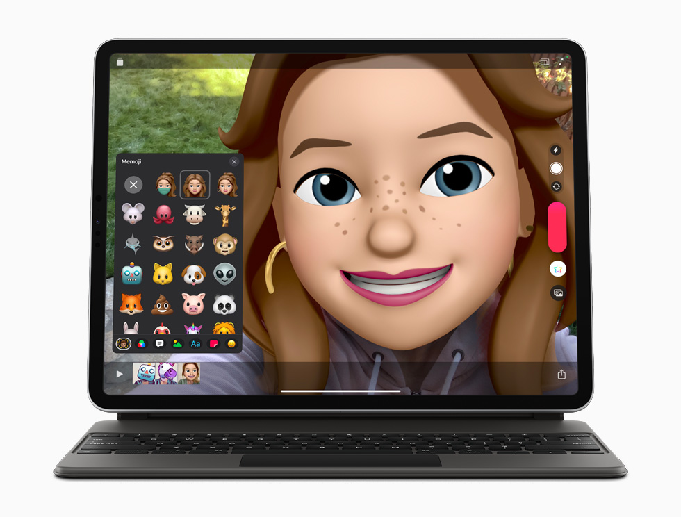 Clips’te olu?turulmu? i?erik Magic Keyboard’a sahip iPad Pro’da g?rüntüleniyor.