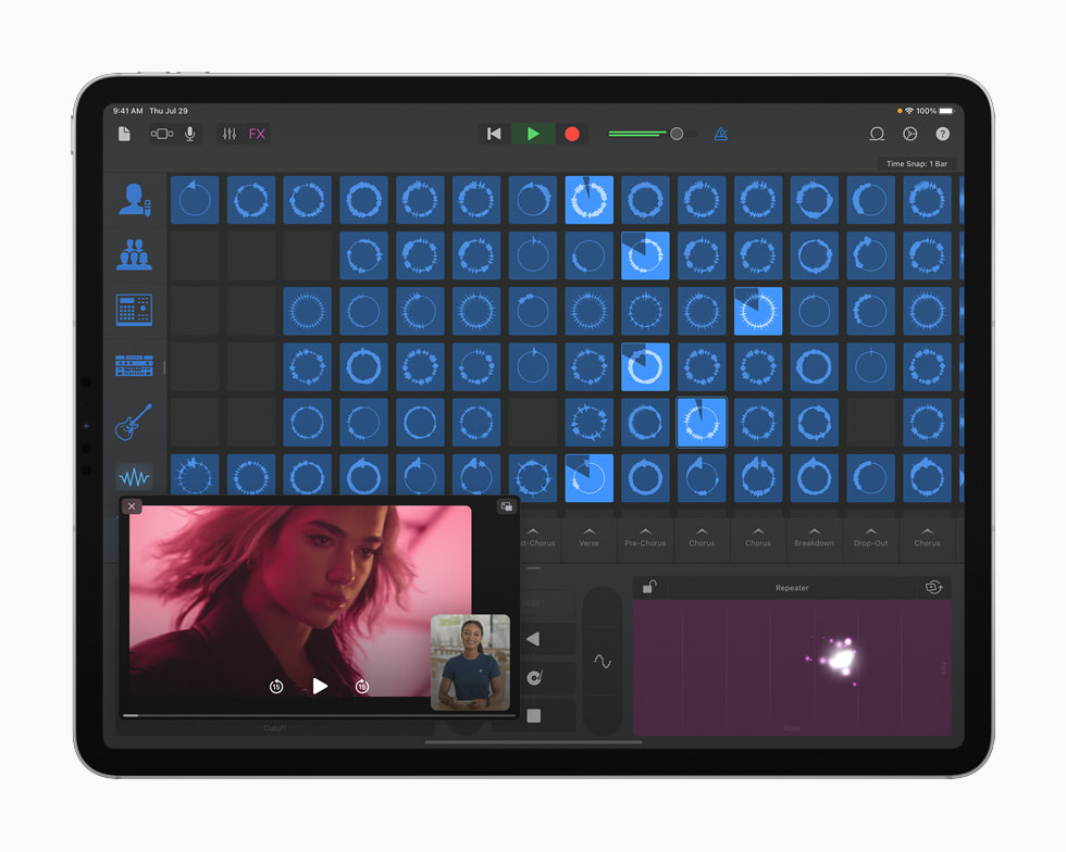 iPad Pro’da GarageBand uygulamas?nda Dua Lipa Remiks Oturumu g?steriliyor.