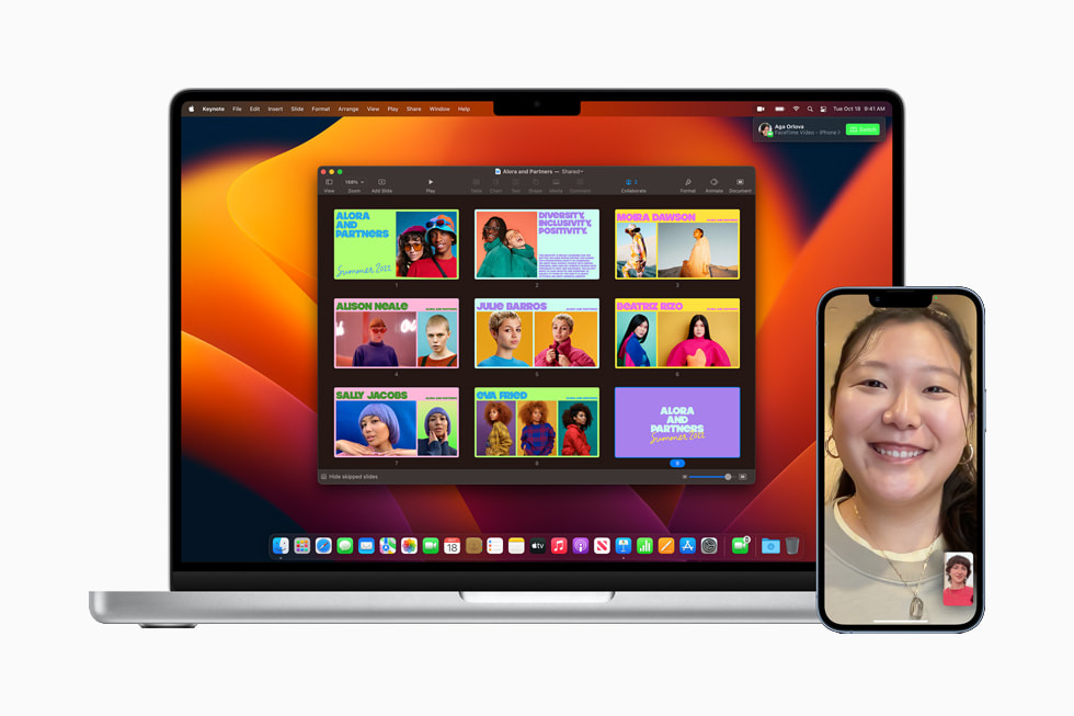 Handoff trên FaceTime gi?a MacBook Pro và iPhone.