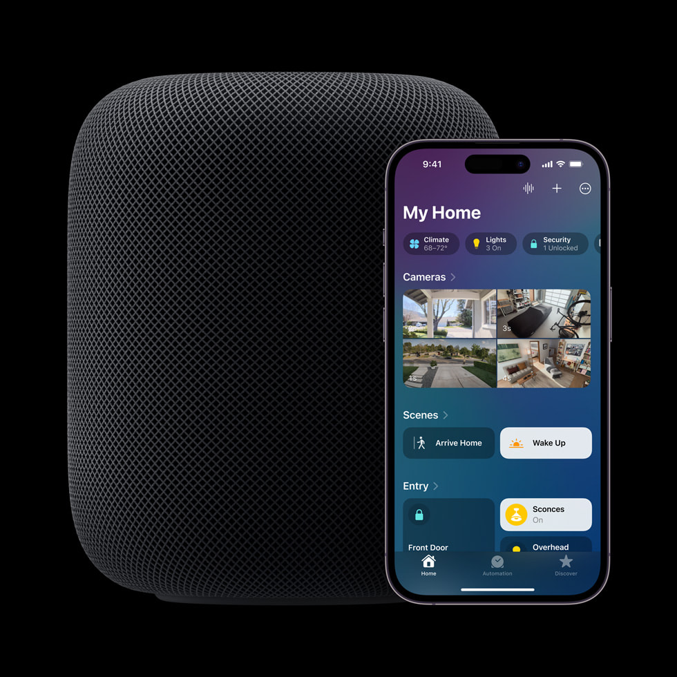 HomePod’un (2. nesil) yan?nda bir iPhone.