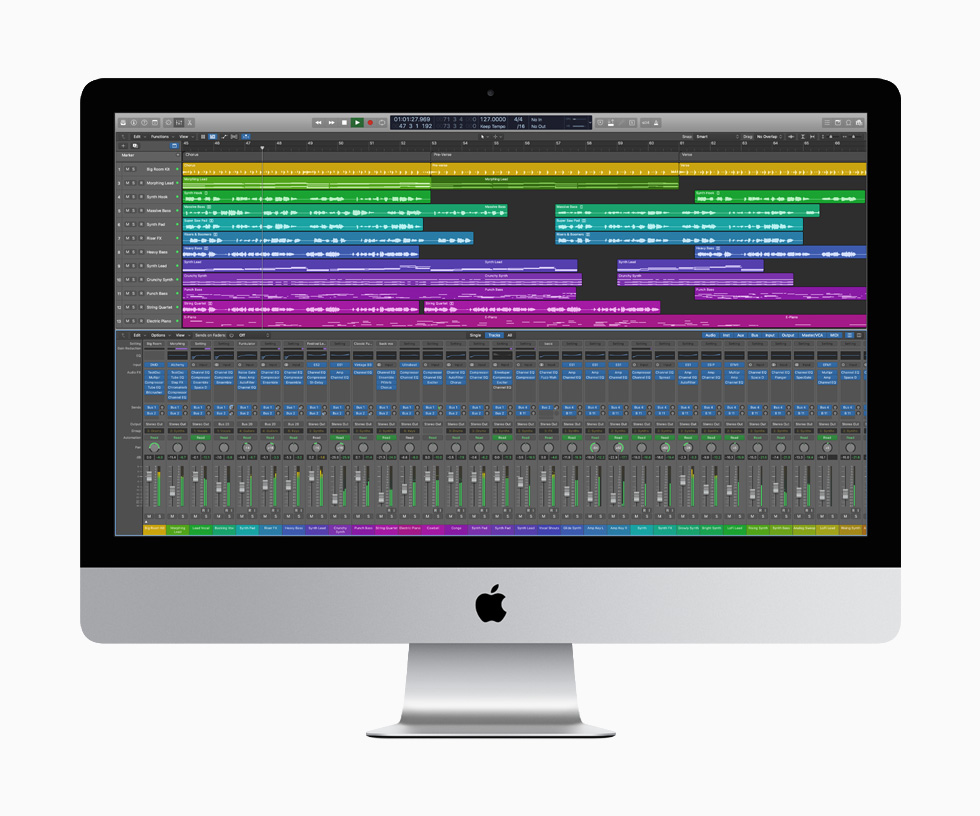 27 in? iMac’te Logic Pro X g?rüntüleniyor.