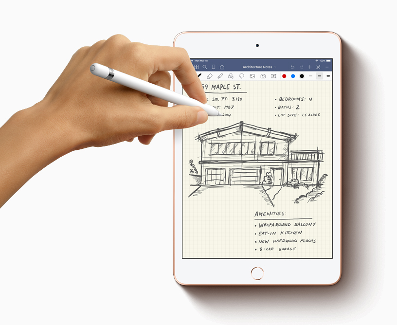 iPad mini ve Apple Pencil ile al?nan taslak mimari notlar?.