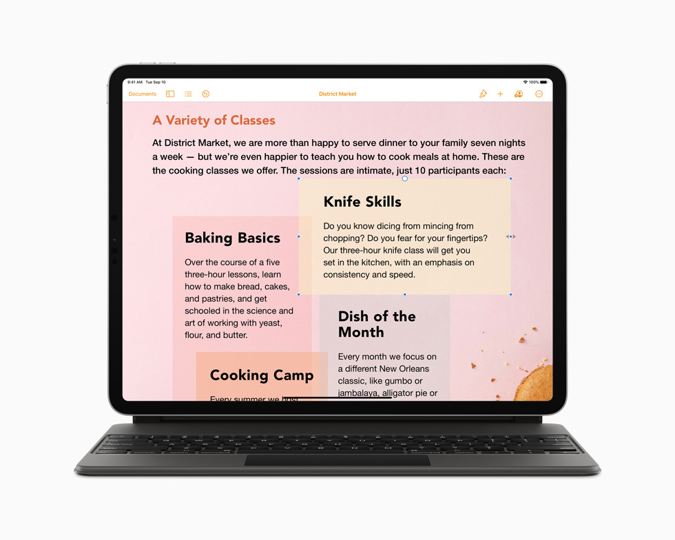 Magic Keyboard’a sahip yeni iPad Pro’da Pages uygulamas?.