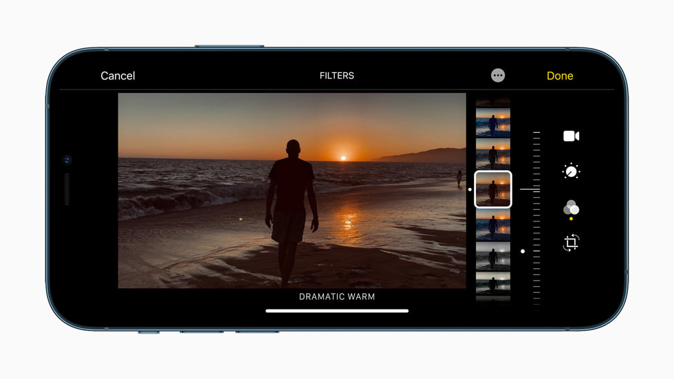 iPhone 12 Pro’da bir gün bat?m? foto?raf?na kolayca bir filtre uygulan?yor.?