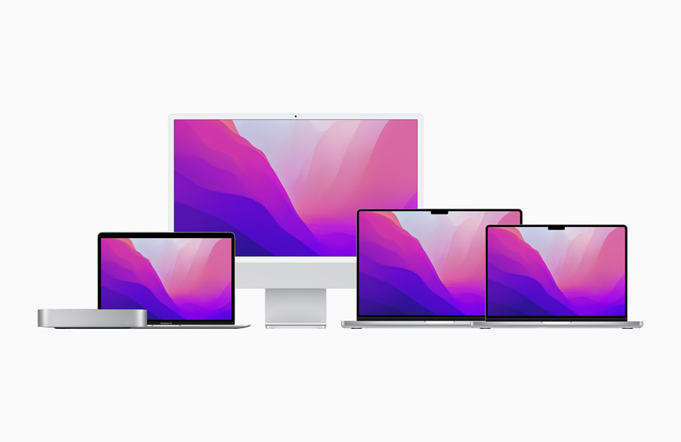 D?rt Mac ekran? yeni Apple ?ip ile g?rülüyor.