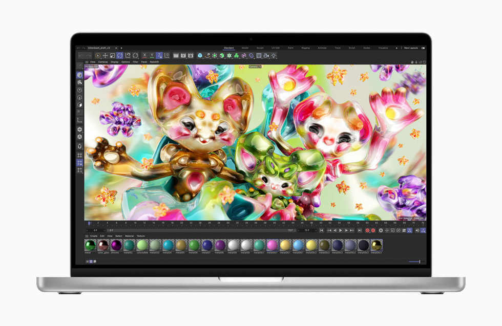 MacBook Pro, Redshift’teki Maxon Cinema 4D ile g?steriliyor.