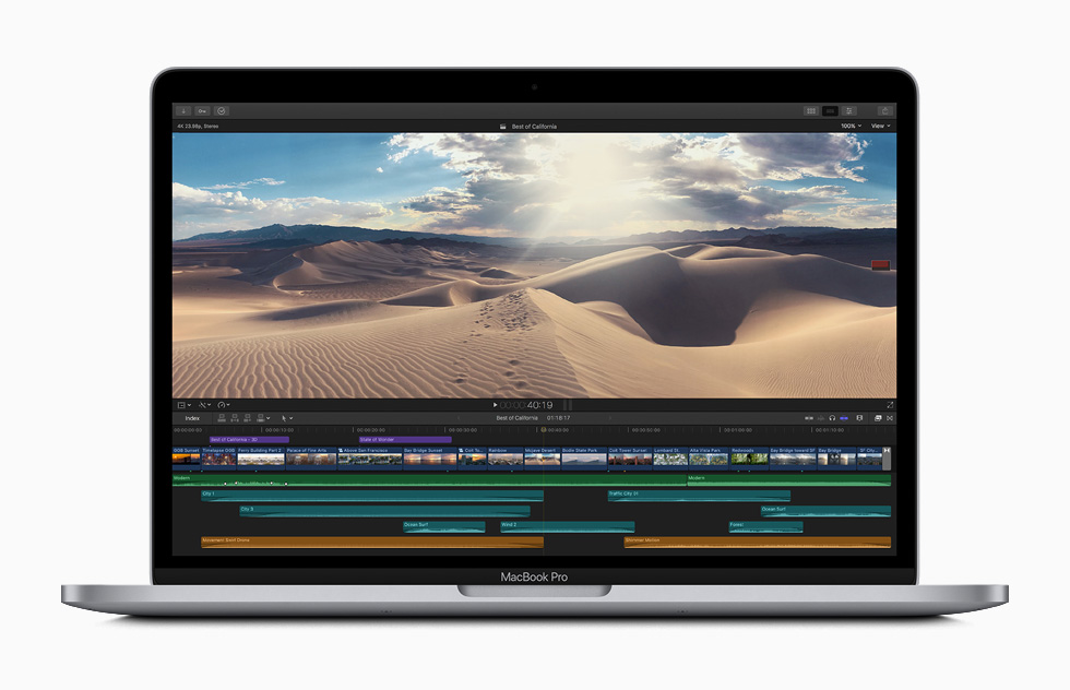 MacBook Pro’da g?rüntülenen Final Cut Pro X video düzenleme ekran?.