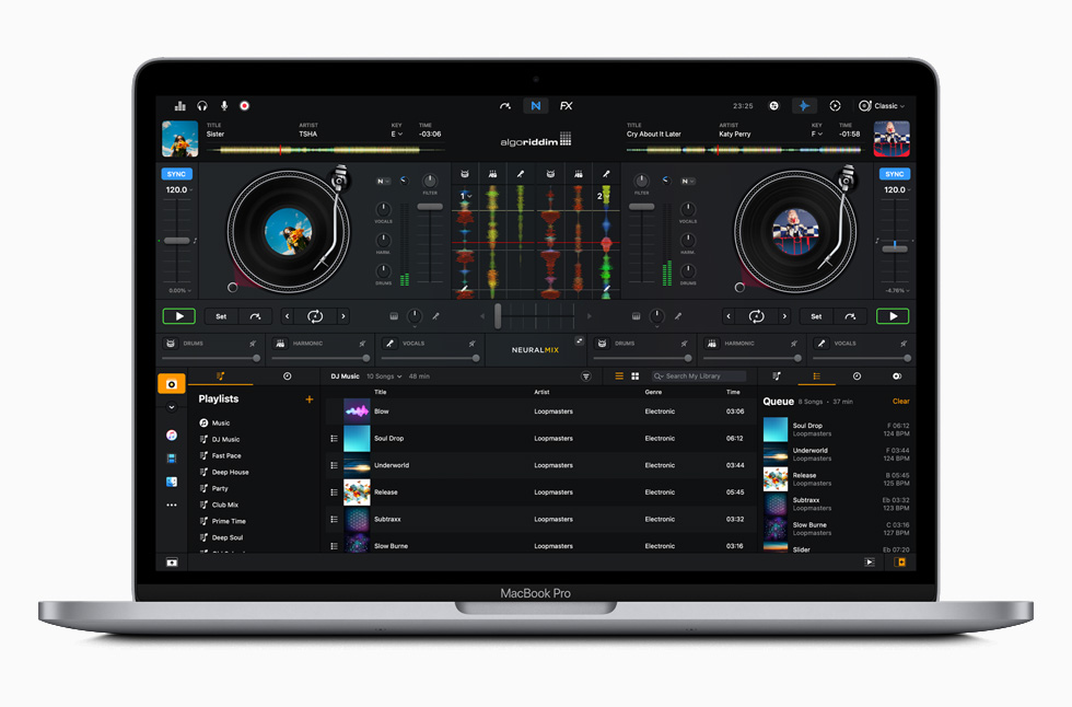 MacBook Pro’daki algoriddim düzenleme ekran?.