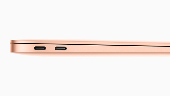 MacBook Air’deki Thunderbolt 3 ba?lant? noktalar?n?n yandan g?rünümü.