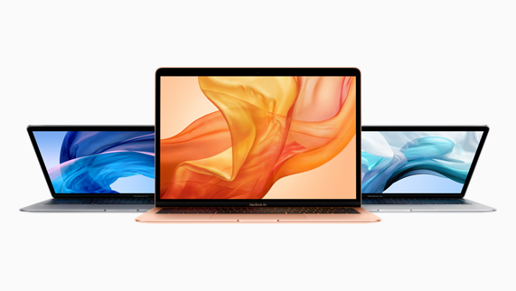 Uzay grisi, alt?n ve gümü? renklerinde ü? MacBook Air.
