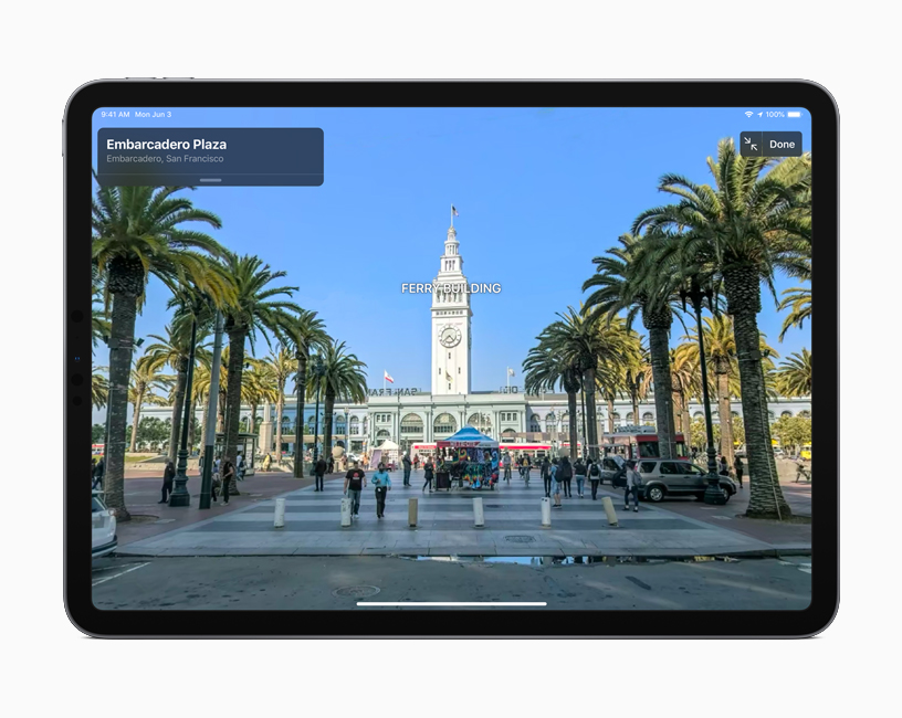 San Francisco’daki Embarcadero Plaza’n?n iPad üzerinde Look Around g?rünümü. 