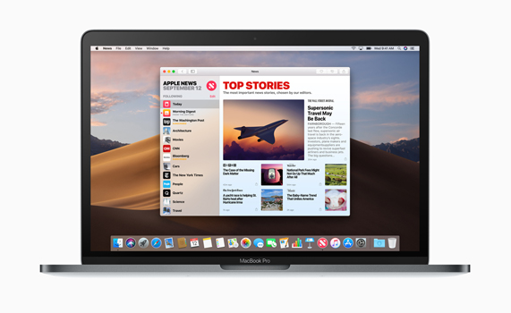 MacBook Pro masaüstünde Apple News uygulamas?.