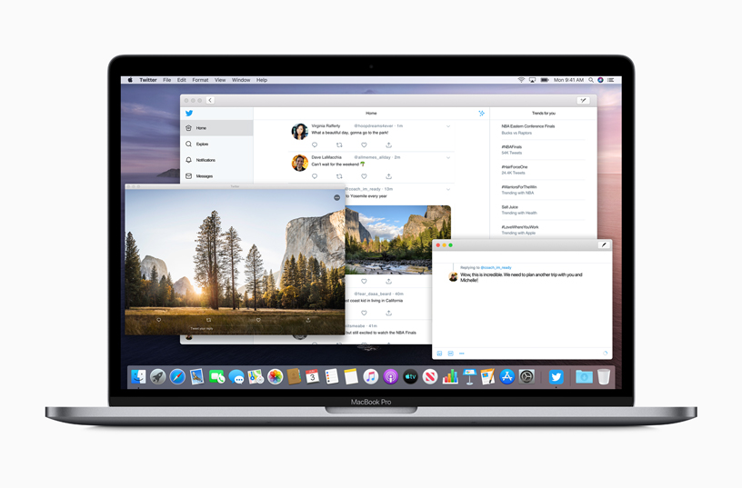 MacBook Pro ekran?nda bir?ok uygulama penceresi a??k.