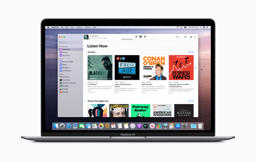 MacBook Air’de Apple Podcasts uygulamas?.