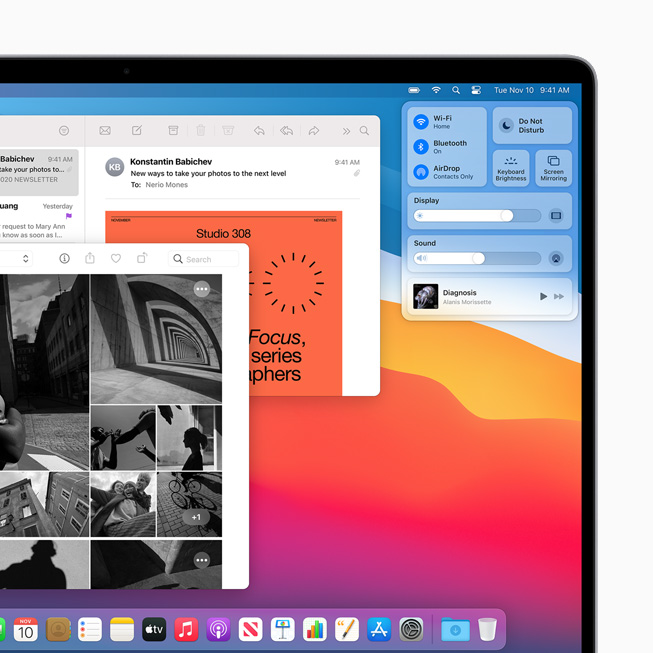 MacBook Pro’da yeni Denetim Merkezi g?rüntüleniyor.