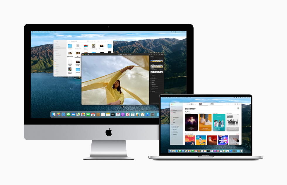 Mac ve MacBook Pro’da macOS Big Sur’un geni? alanl? tasar?m? g?steriliyor.