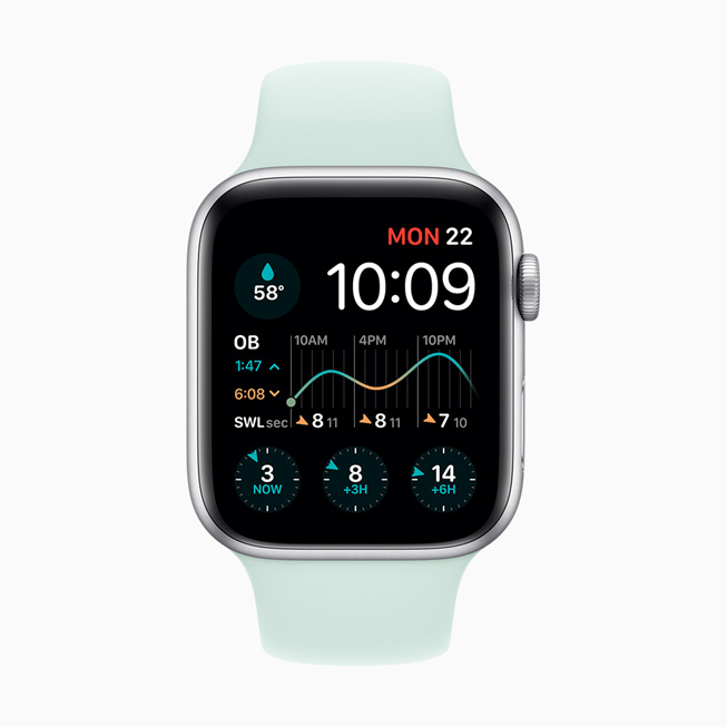 Apple Watch Series 5’te Dawn Patrol uygulamas? g?rüntüleniyor.