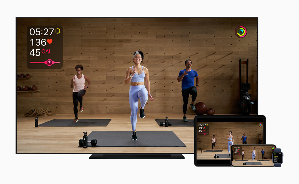 iPhone, iPad, Apple Watch ve TV uygulamas?nda Apple Fitness+. 